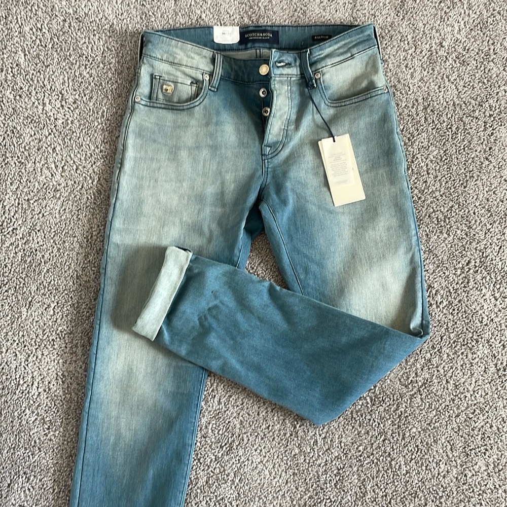 Brand new scotch and soda stretchy faded denim jeans